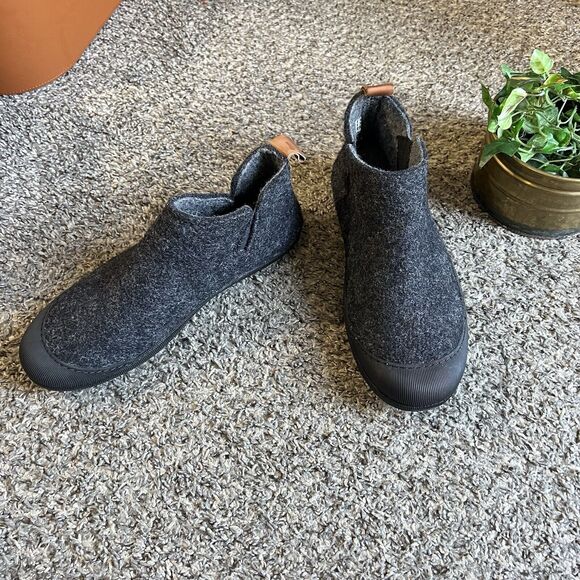 Huckberry Greys Wool Indoor Outdoor Slipper Boots Rubber Sole Charcoal Gray 10 - Picture 3 of 9